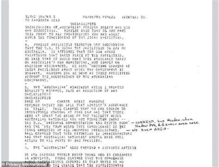 The&nbsp;privacy watchdog Privacy International uncovered an old US diplomatic cable in 2018 where Australian defence expert&nbsp;Desmond Ball referred to two secret rooms at Pine Gap that Australians were not allowed to enter
